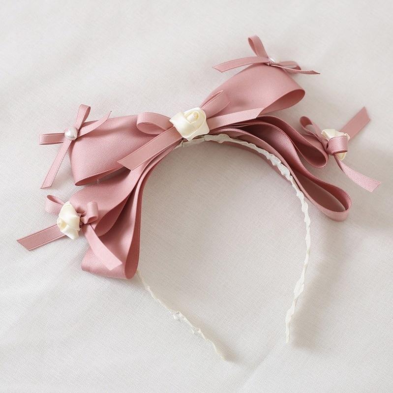Xiaogui - Ivory & Pink Sweet Lolita Headdress Bridal Lace Headwear - Image 17