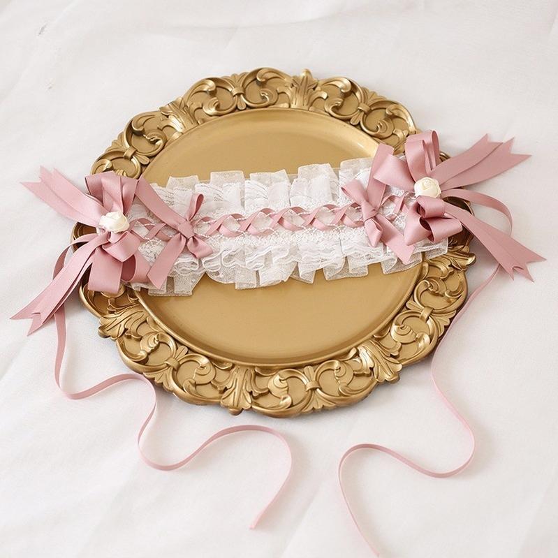 Xiaogui - Ivory & Pink Sweet Lolita Headdress Bridal Lace Headwear - Image 31