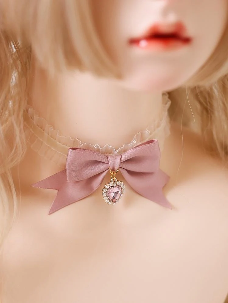 Xiaogui - Ivory & Pink Sweet Lolita Headdress Bridal Lace Headwear - Image 9