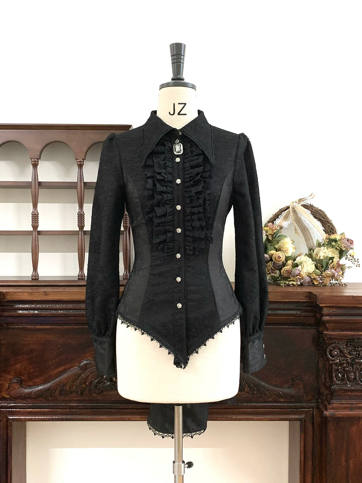 Chill Rice - Jacquard Long Sleeve Ouji Lolita Blouse, Tail Accent - Image 3