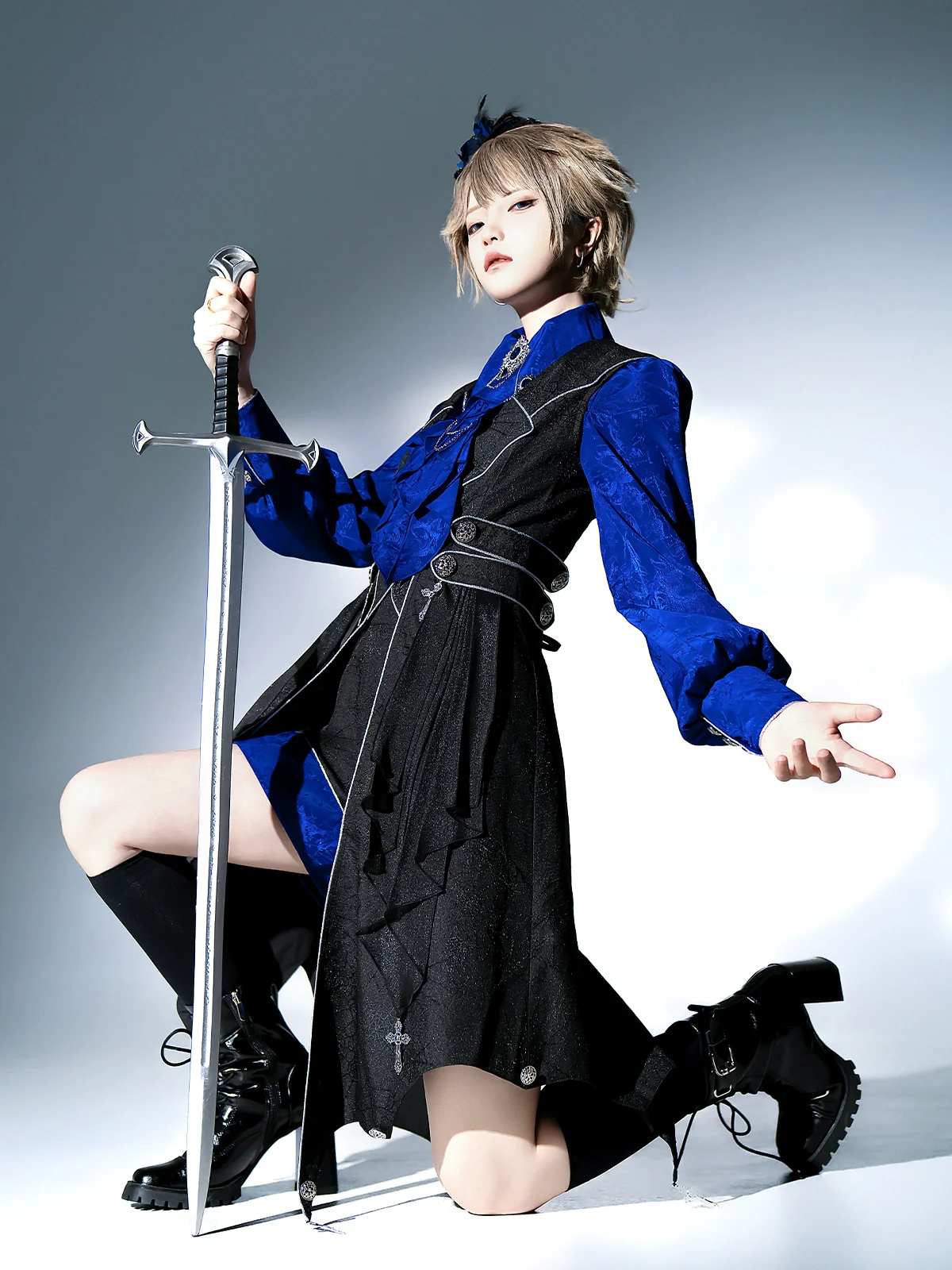 Knight's Code - Jacquard Ouji Fashion Vest Set, Detachable Jabot - Image 8