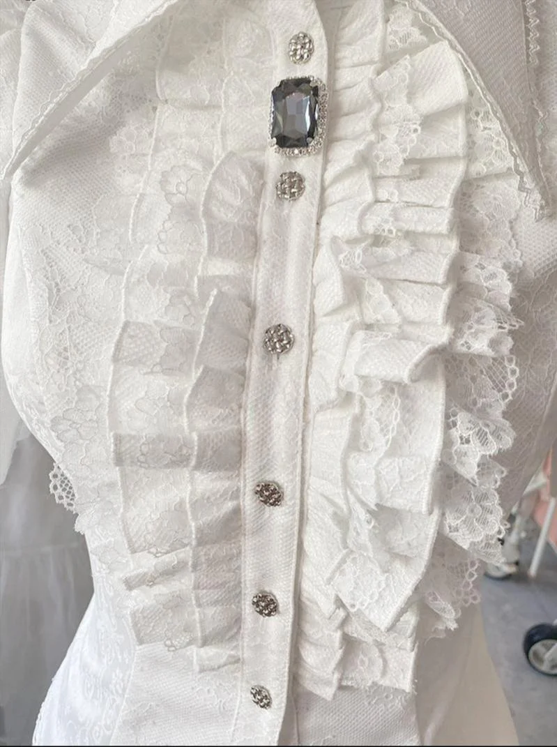 Chill Rice - Jacquard Sleeveless Ouji Lolita Blouse, Lace Accent - Image 15