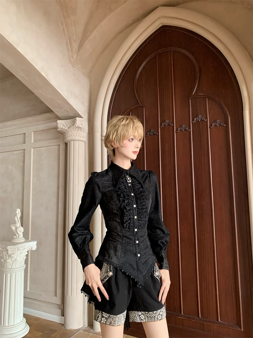 Chill Rice - Jacquard Sleeveless Ouji Lolita Blouse, Lace Accent - Image 6