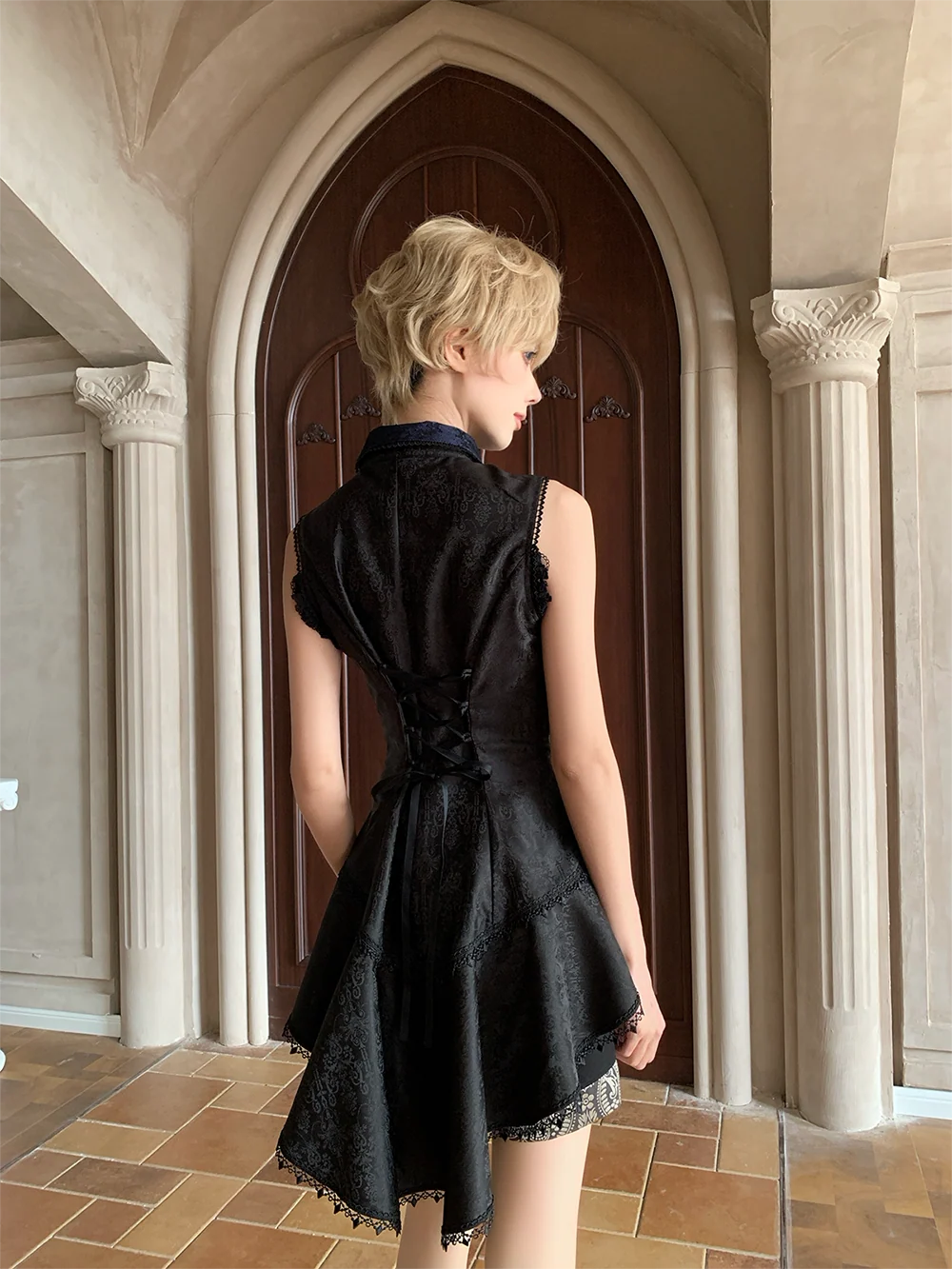 Chill Rice - Jacquard Sleeveless Ouji Lolita Blouse, Lace Accent - Image 7