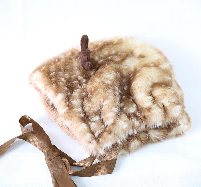 Xiaogui - Deer Spot - Japanese Kawaii Lolita Hat Cute Antler Fleece Lei Feng Hat - Image 13
