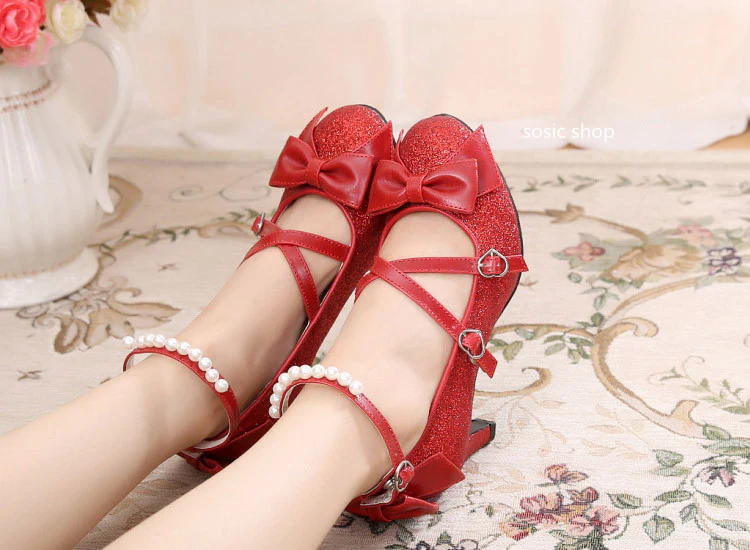 Sosic shop - Japanese Style Sequins Bow High Heels - Image 19