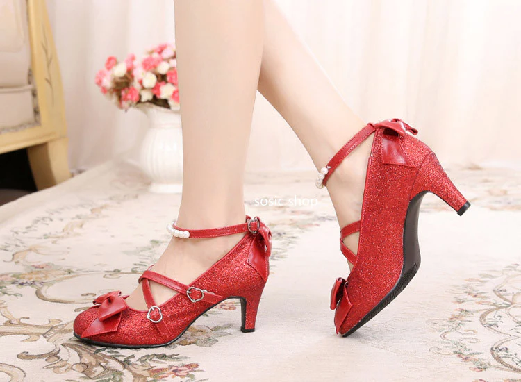 Sosic shop - Japanese Style Sequins Bow High Heels - Image 22