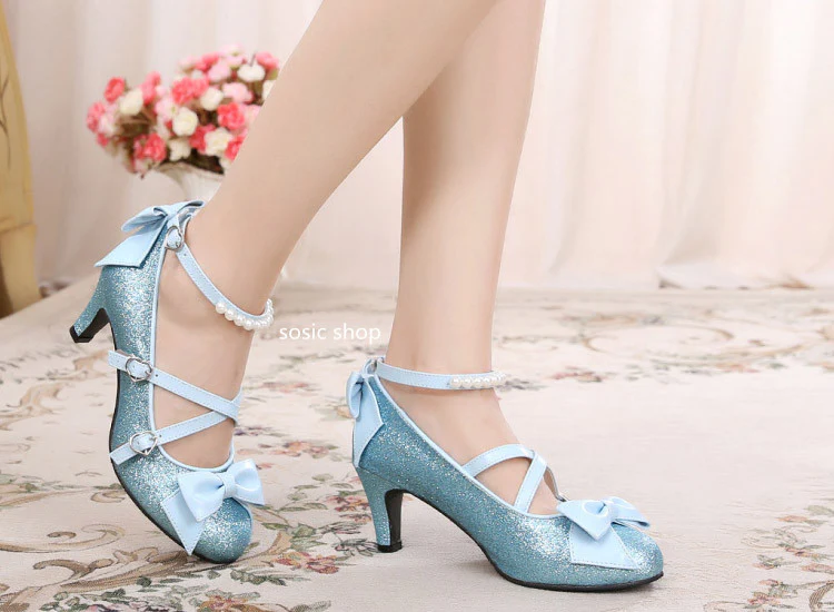 Sosic shop - Japanese Style Sequins Bow High Heels - Image 3