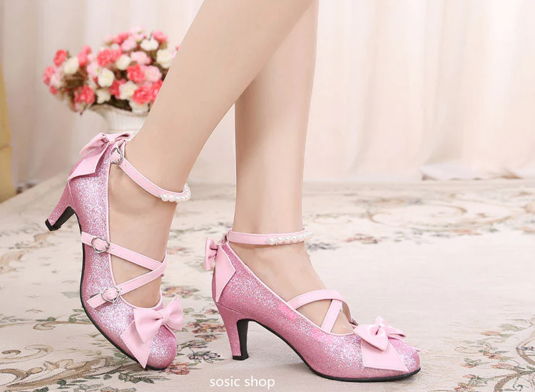 Sosic shop - Japanese Style Sequins Bow High Heels - Image 4