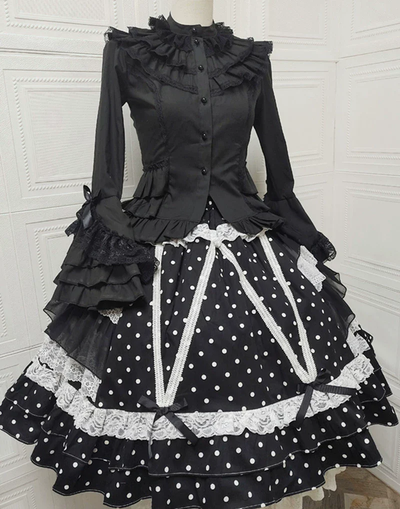 Japanese Sweet Lolita Skirt Retro Showa Knee Cake Dress - Image 3