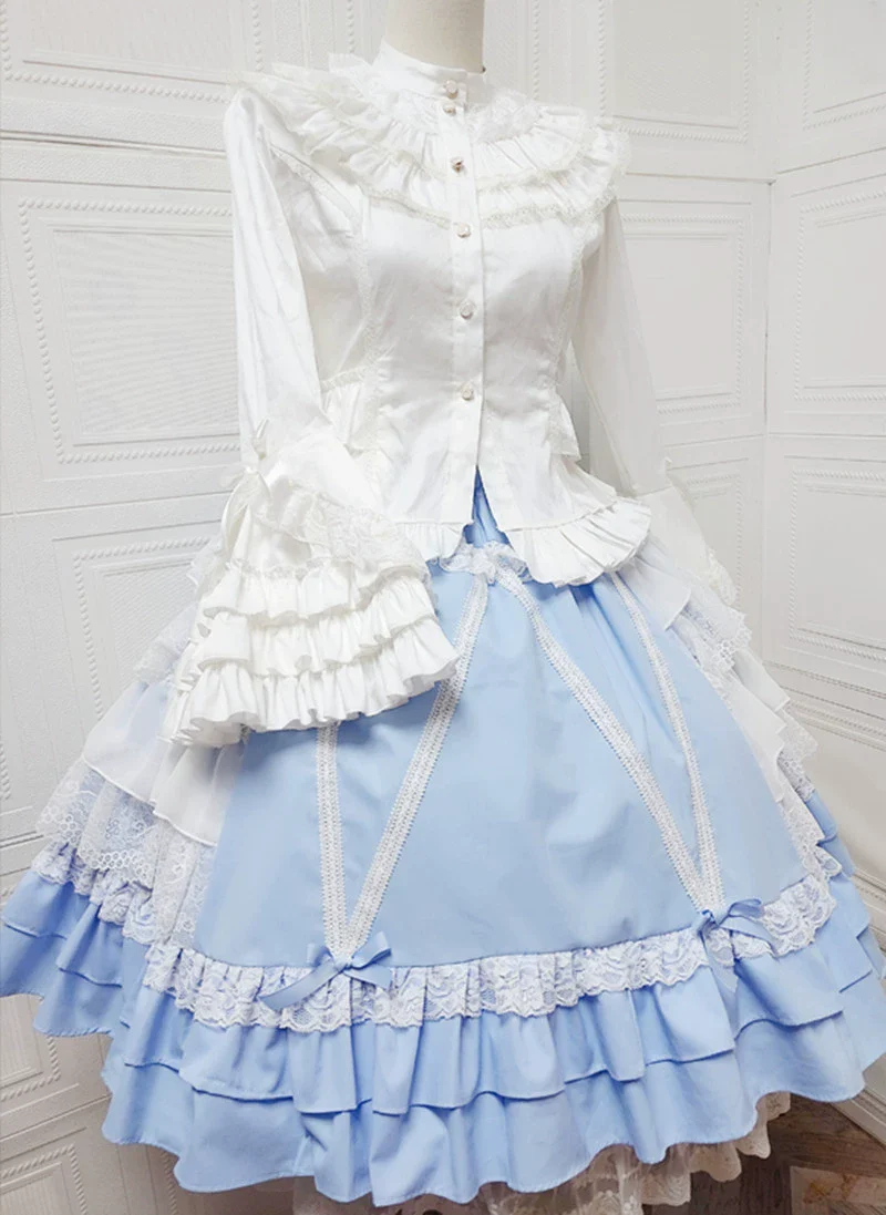 Japanese Sweet Lolita Skirt Retro Showa Knee Cake Dress - Image 4