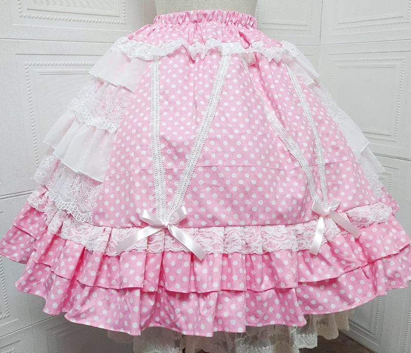 Japanese Sweet Lolita Skirt Retro Showa Knee Cake Dress - Image 5