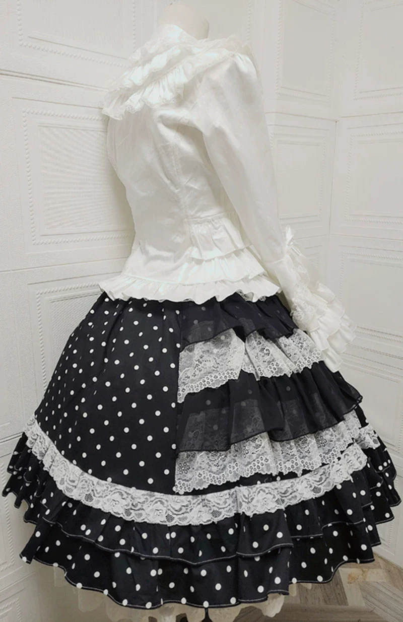 Japanese Sweet Lolita Skirt Retro Showa Knee Cake Dress - Image 7