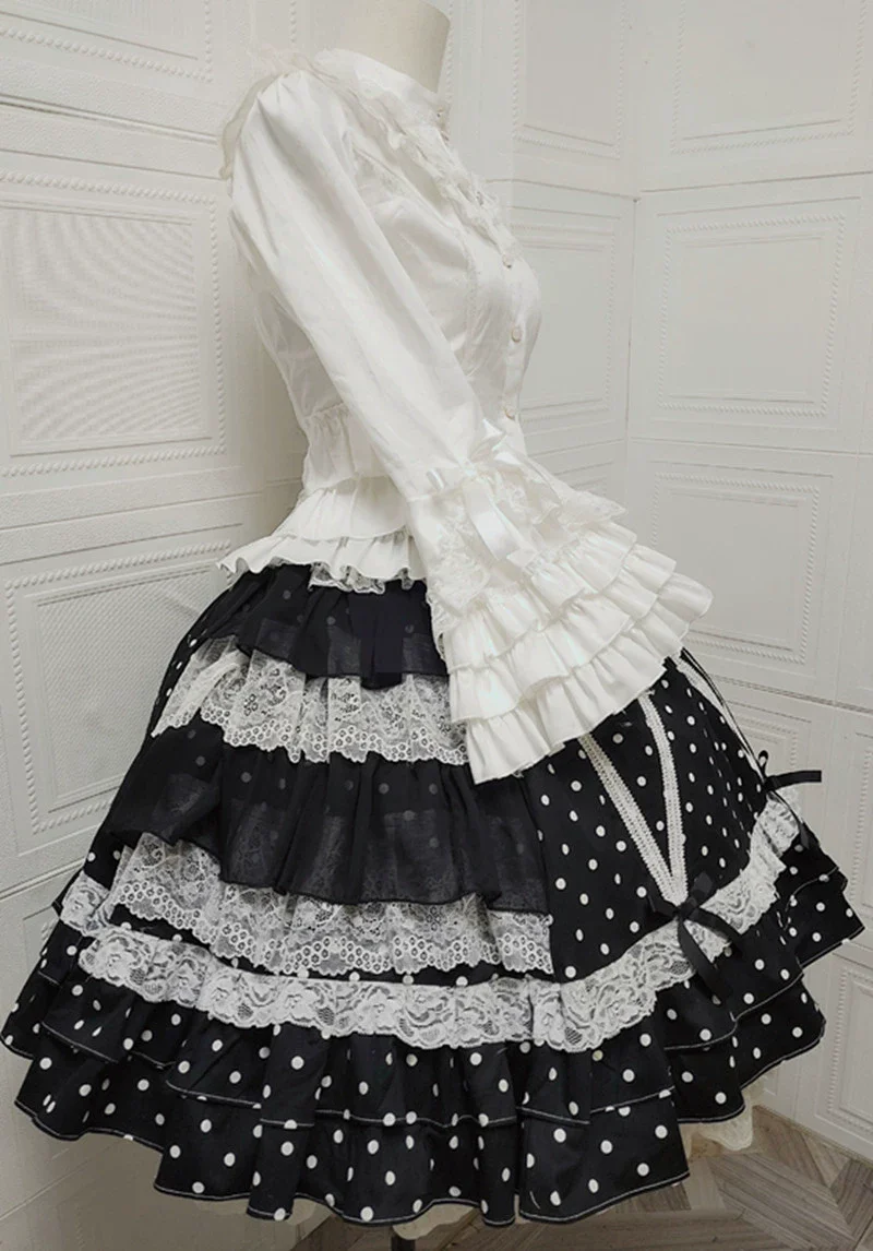 Japanese Sweet Lolita Skirt Retro Showa Knee Cake Dress - Image 8