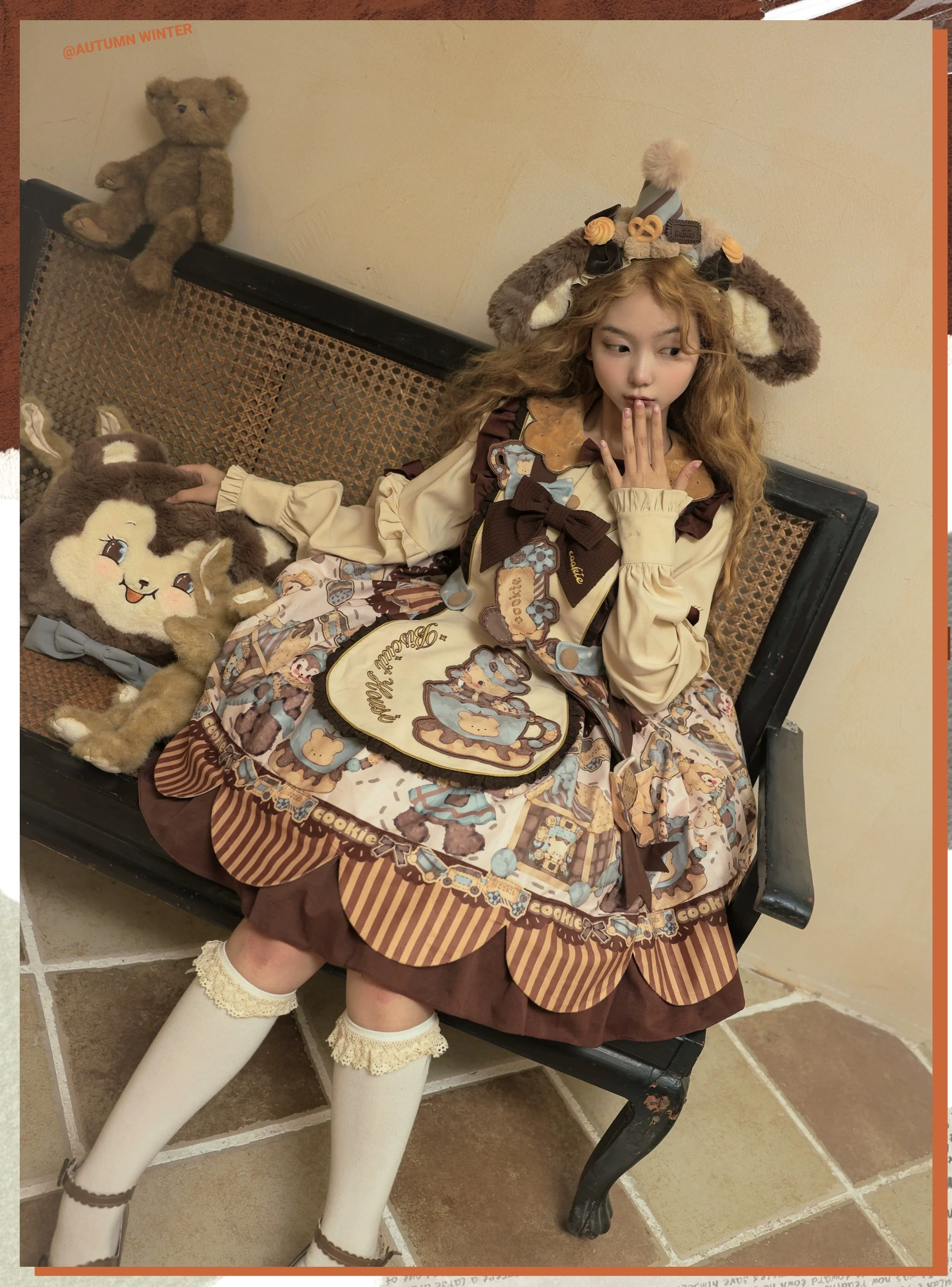 Bear Cookies - Kawaii Bear Printed Vintage Lolita Dress - Image 10