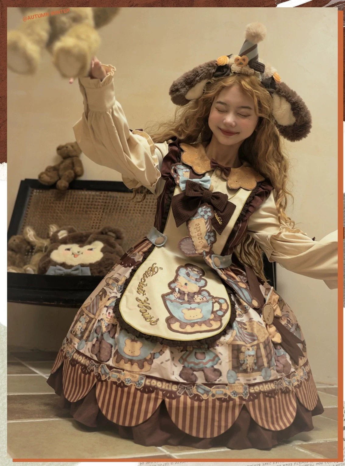 Bear Cookies - Kawaii Bear Printed Vintage Lolita Dress - Image 12