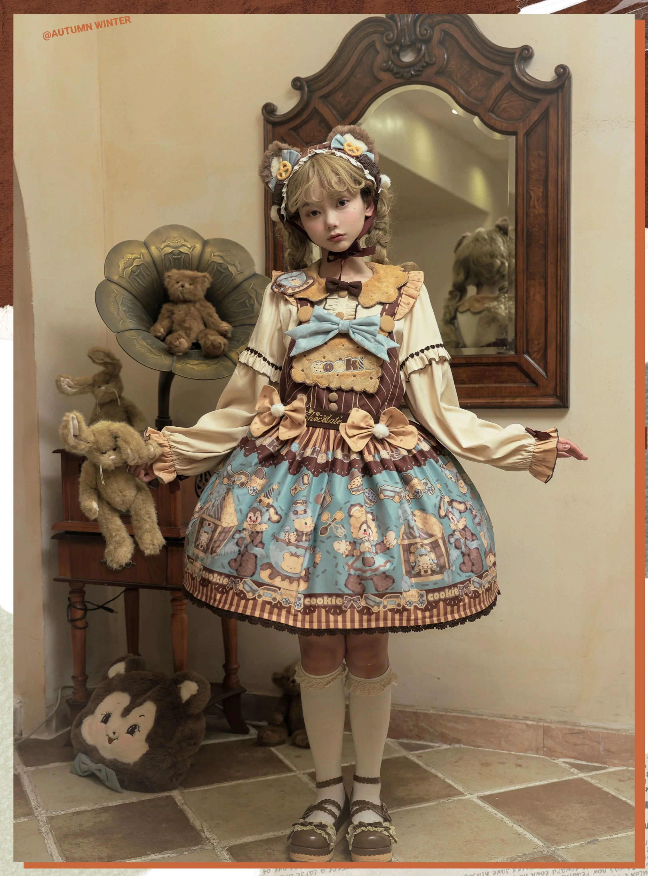 Bear Cookies - Kawaii Bear Printed Vintage Lolita Dress - Image 13