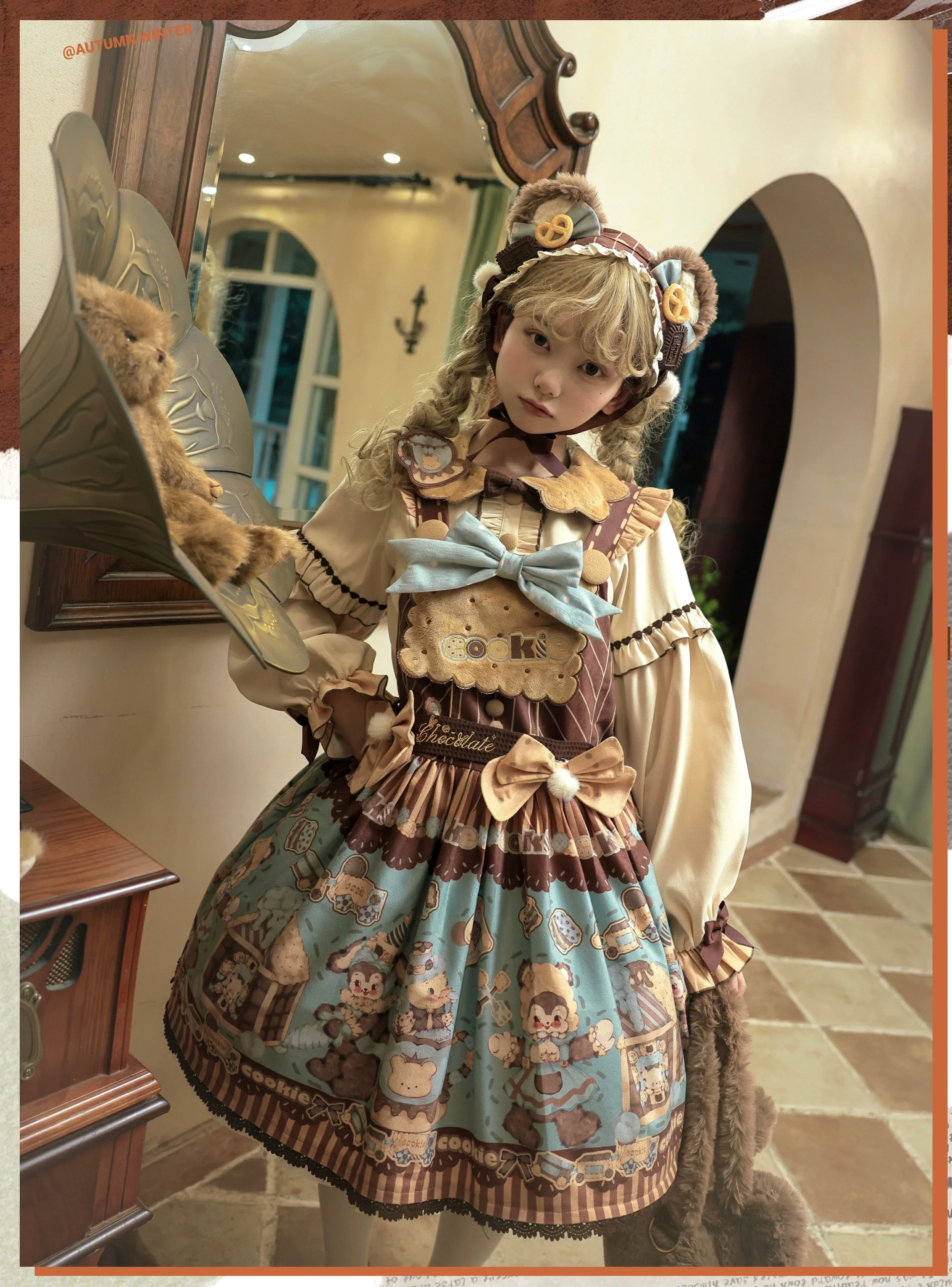 Bear Cookies - Kawaii Bear Printed Vintage Lolita Dress - Image 15