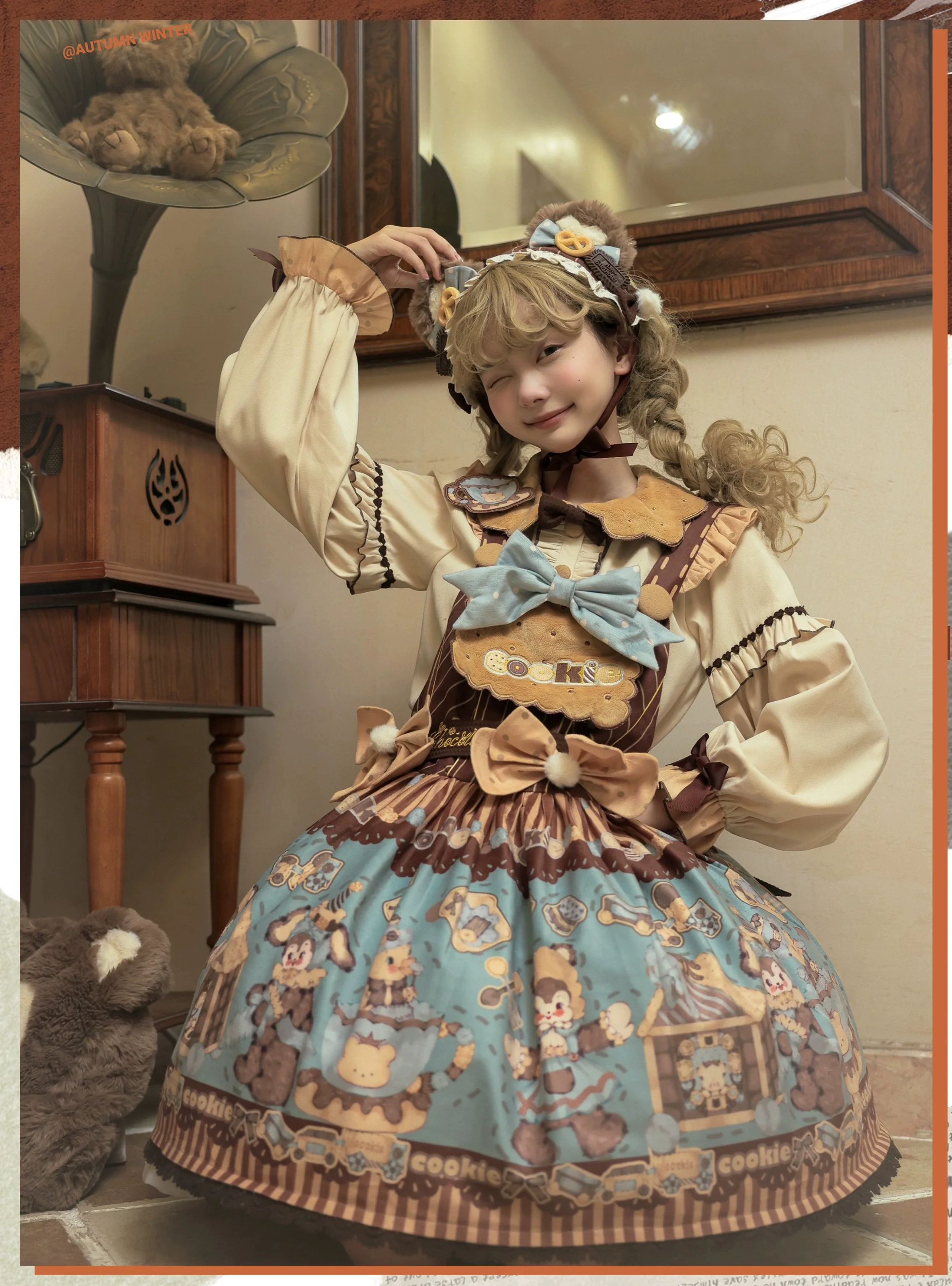 Bear Cookies - Kawaii Bear Printed Vintage Lolita Dress - Image 16