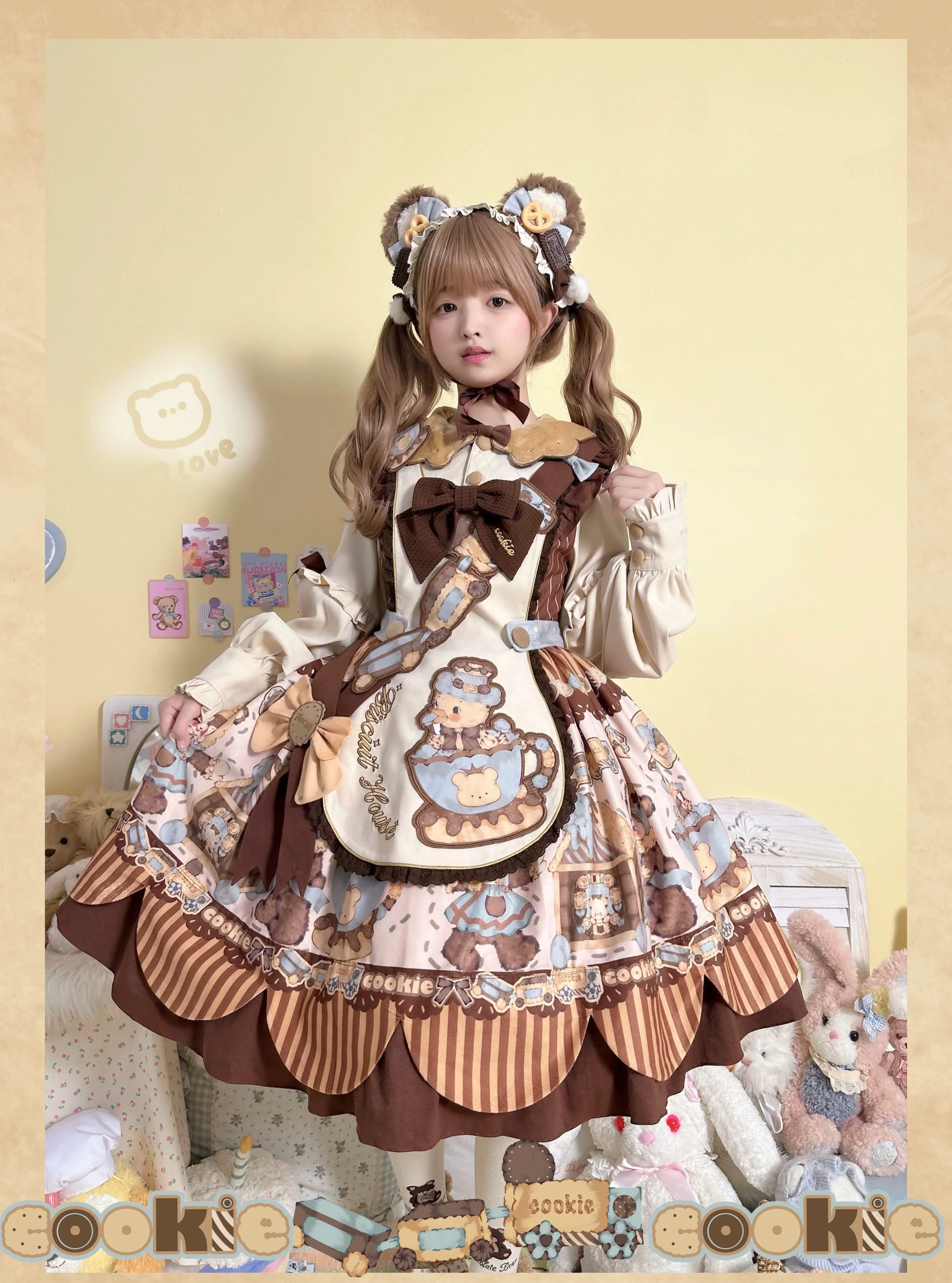 Bear Cookies - Kawaii Bear Printed Vintage Lolita Dress - Image 18