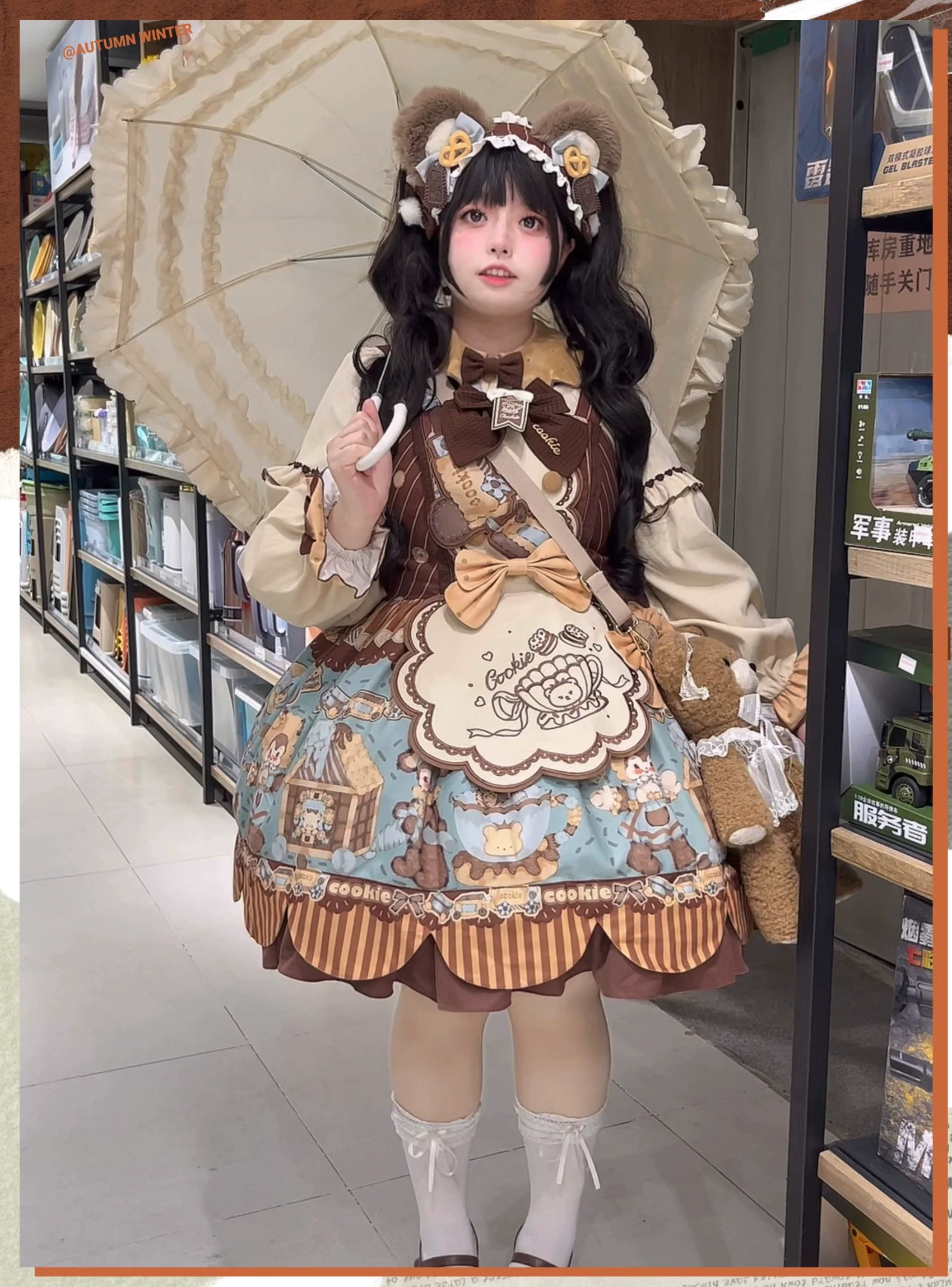 Bear Cookies - Kawaii Bear Printed Vintage Lolita Dress - Image 8