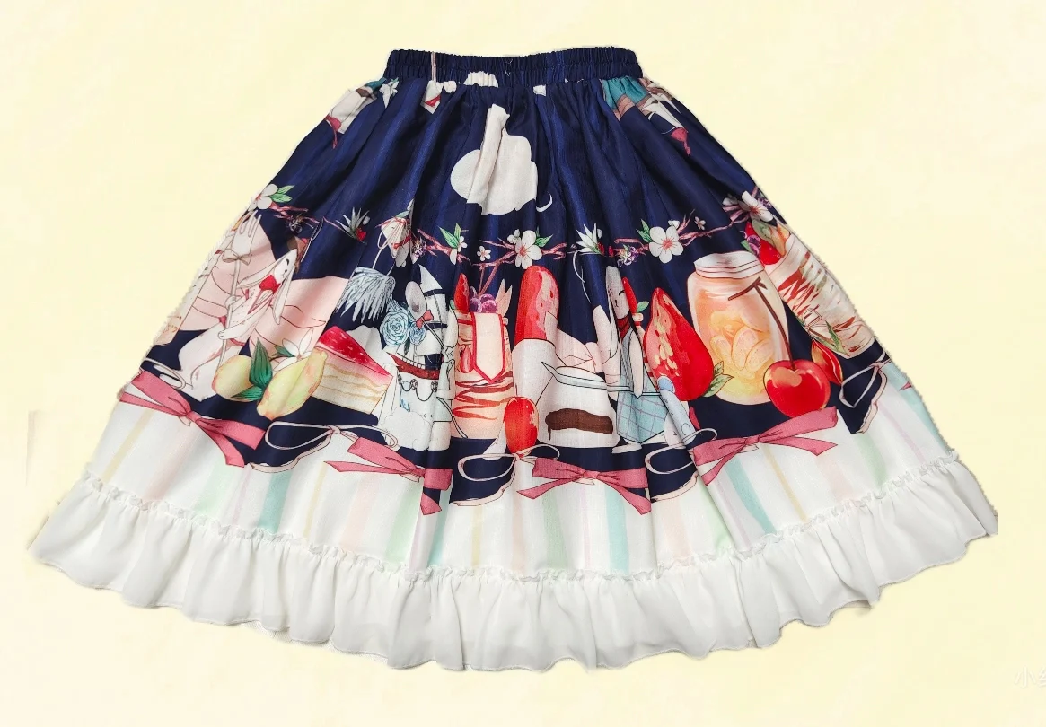 Kawaii Cotton Lolita SK With Bunny & Cosmic Cat Prints