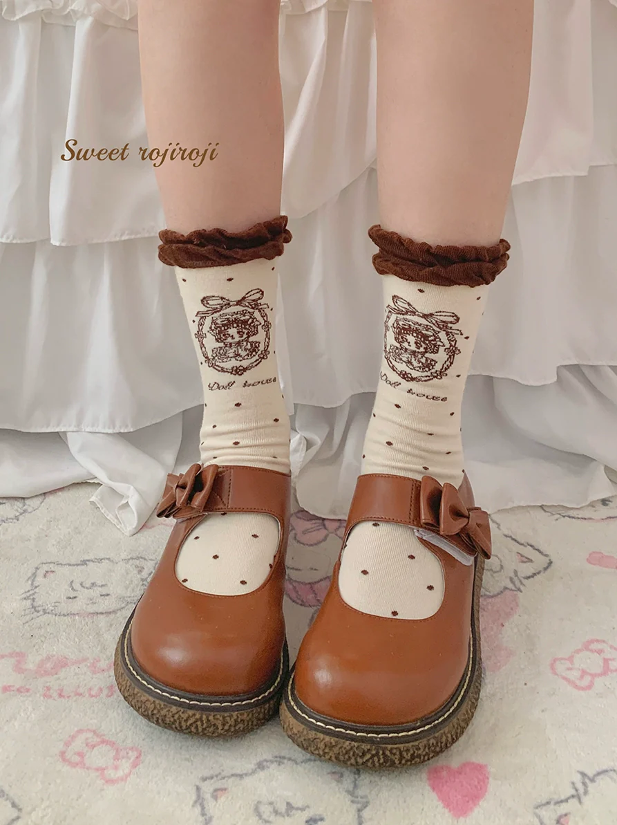 Roji Roji - Kawaii Cotton Lolita Socks Mid-calf Socks - Image 4