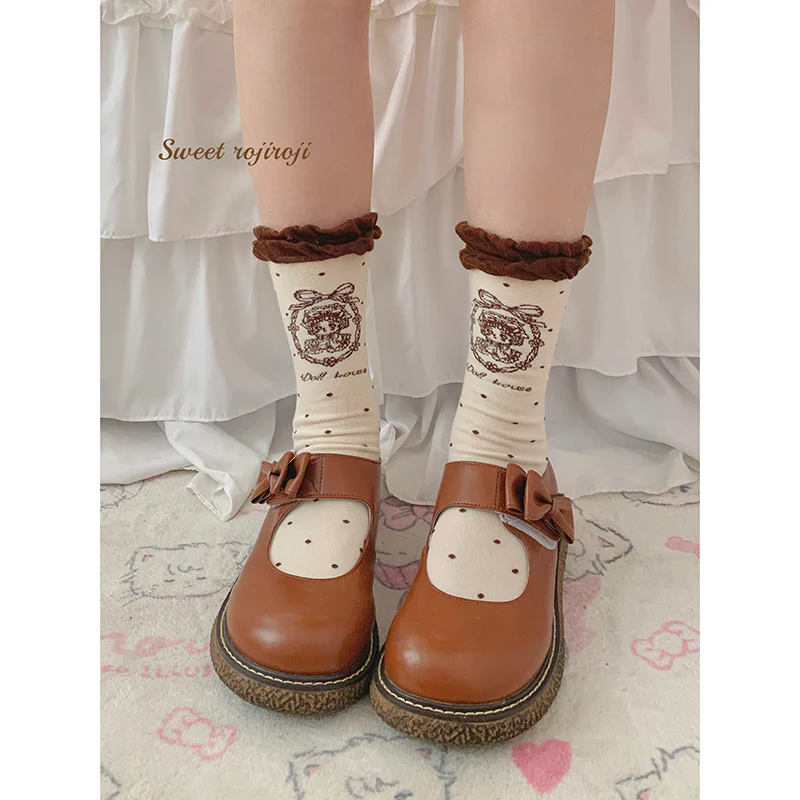 Roji Roji - Kawaii Cotton Lolita Socks Mid-calf Socks - Image 5
