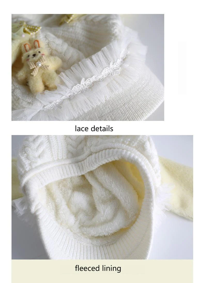 Xiaogui - Kawaii Lolita Baseball Cap Winter Plush Hat with Bunny Ears - Image 10