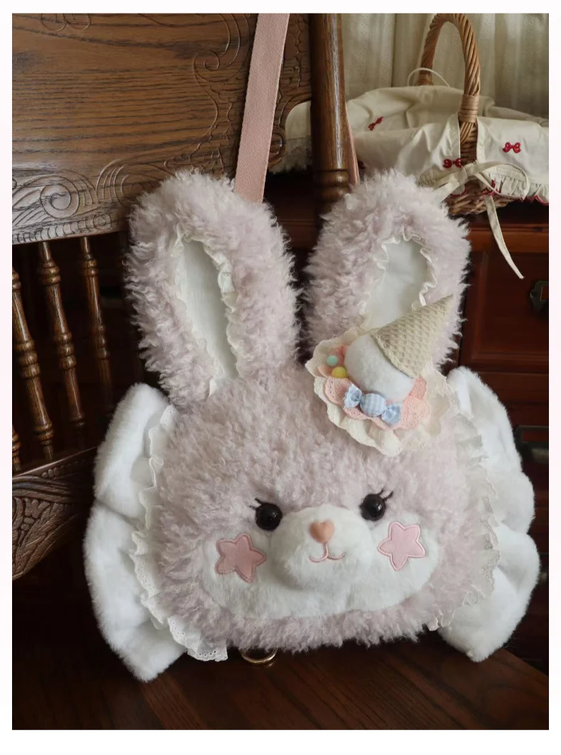 Cavernose - Sugar Star Bunny & Bear - Kawaii Lolita Bear & Bunny Plush Bag - Image 2