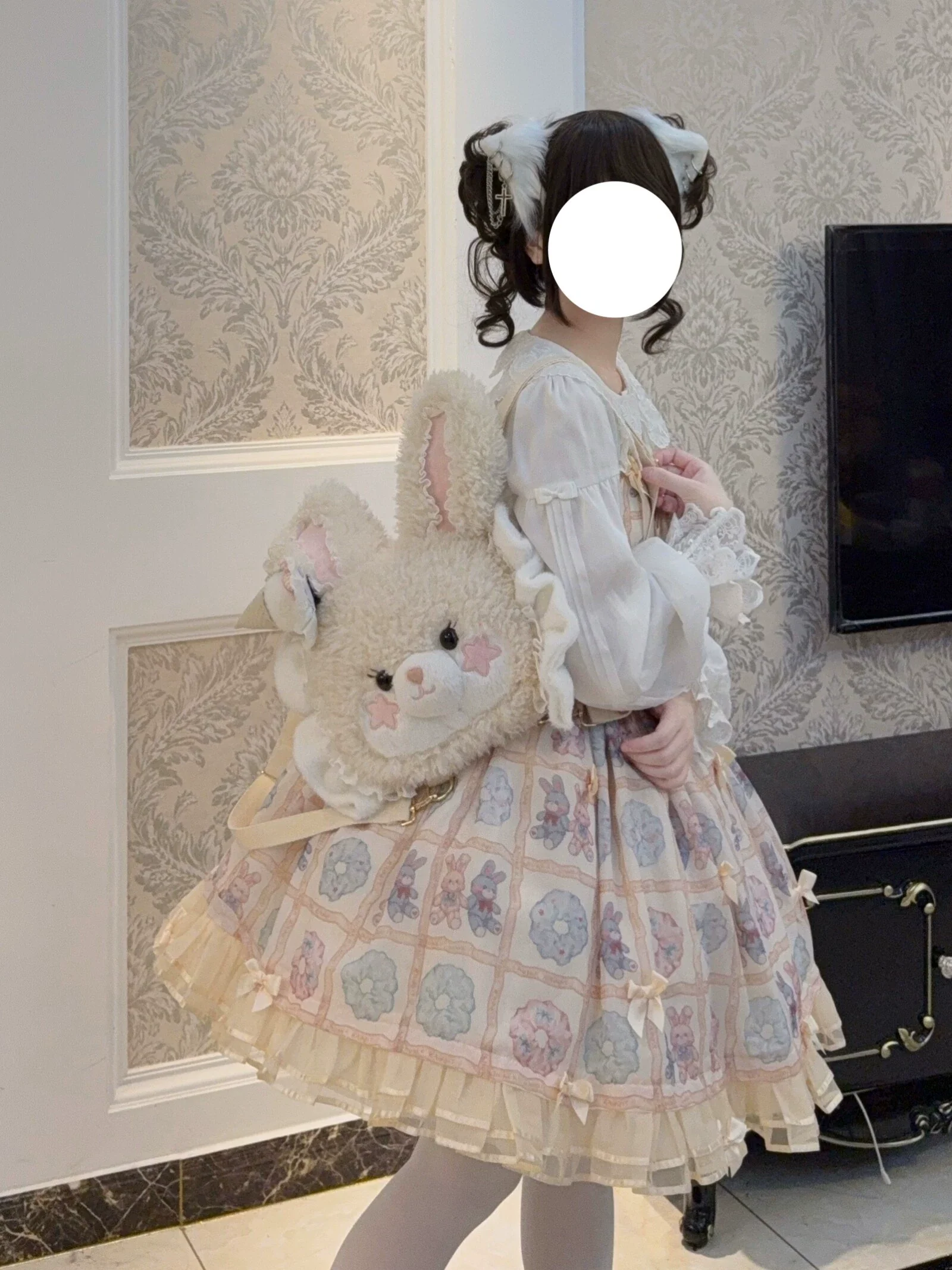 Cavernose - Sugar Star Bunny & Bear - Kawaii Lolita Bear & Bunny Plush Bag - Image 3