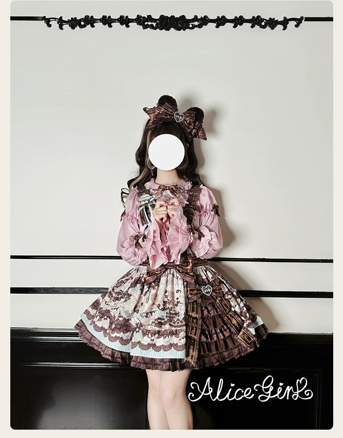 Alice Girl - Bear Chocolate Bar - Kawaii Lolita Blouse, Long Sleeve - Image 11