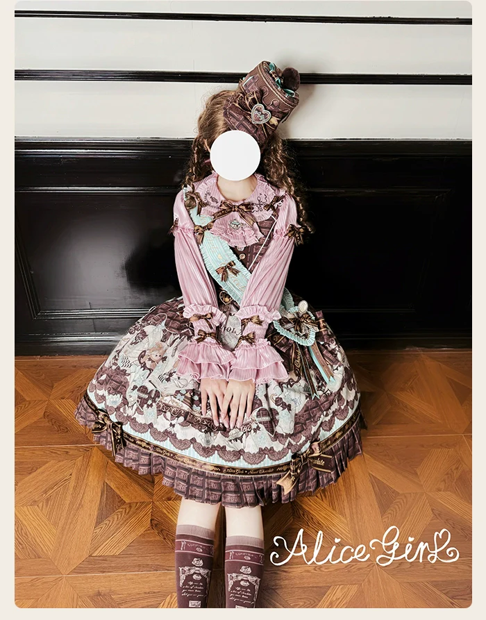 Alice Girl - Bear Chocolate Bar - Kawaii Lolita Blouse, Long Sleeve - Image 12