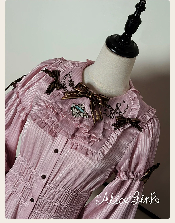 Alice Girl - Bear Chocolate Bar - Kawaii Lolita Blouse, Long Sleeve - Image 18