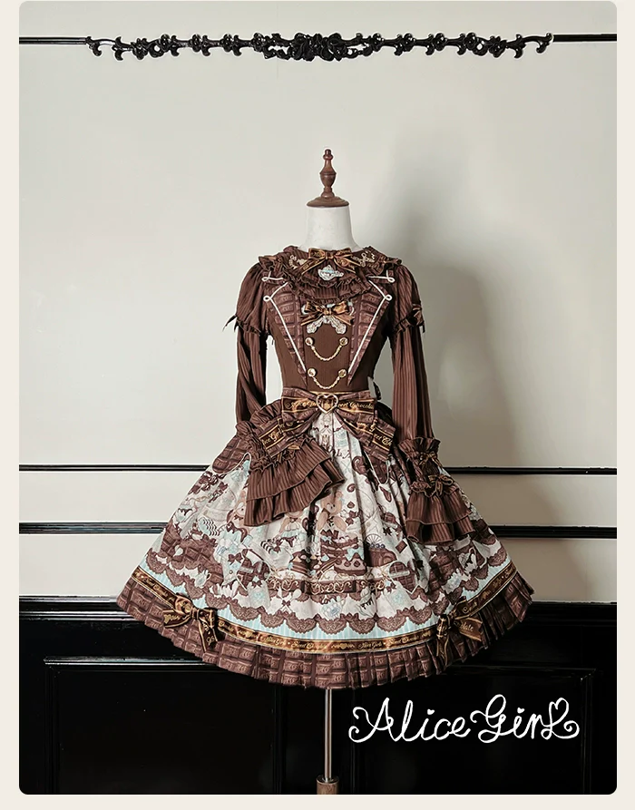 Alice Girl - Bear Chocolate Bar - Kawaii Lolita Blouse, Long Sleeve - Image 26