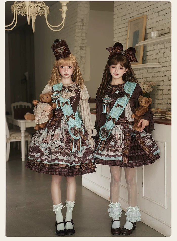 Alice Girl - Bear Chocolate Bar - Kawaii Lolita Blouse, Long Sleeve - Image 5