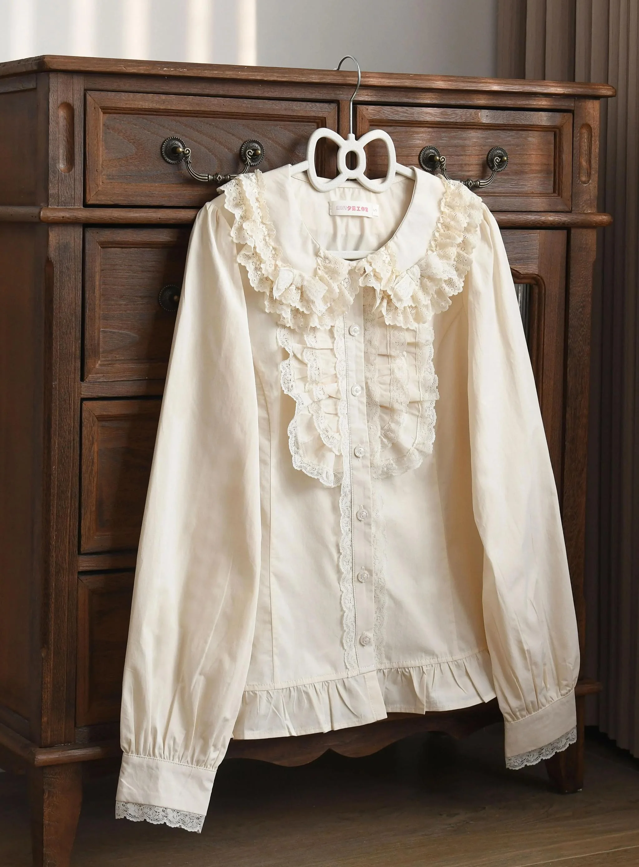 Half Sugar Milk Cake - Kawaii Lolita Blouse Peter-pan Collar and Puffy Sleeve Shirt - Image 7