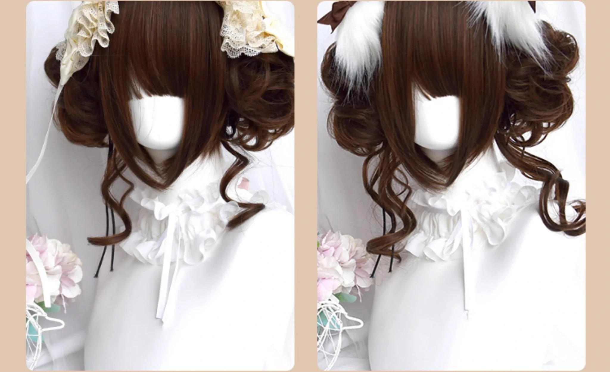Sinwavy - Kawaii Lolita Brown Wig Cute Bun Ponytail Doll-like Wig - Image 13