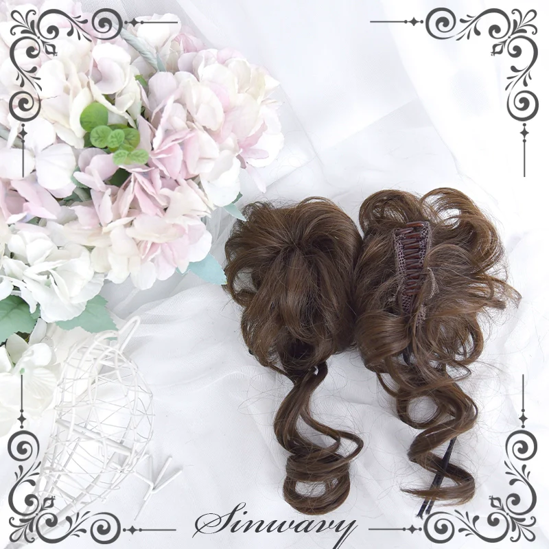 Sinwavy - Kawaii Lolita Brown Wig Cute Bun Ponytail Doll-like Wig - Image 9