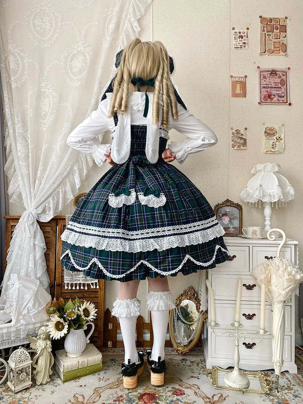 Plaid Petal Bunny - Kawaii Lolita Cotton Shirt, Bunny Ear - Image 12