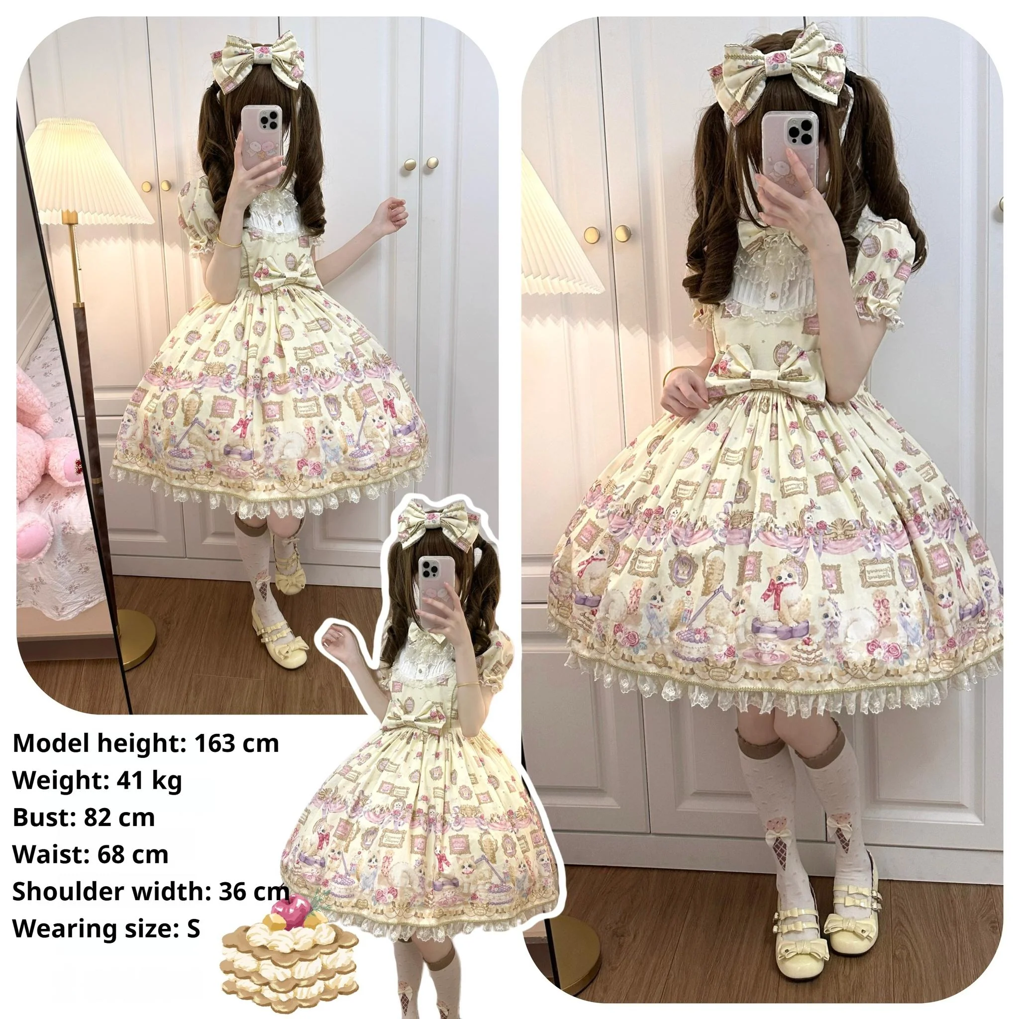 Discovering Treasures - Picture Frame Cat - Kawaii Lolita Dress Suit Cat Print JSK and OP - Image 10