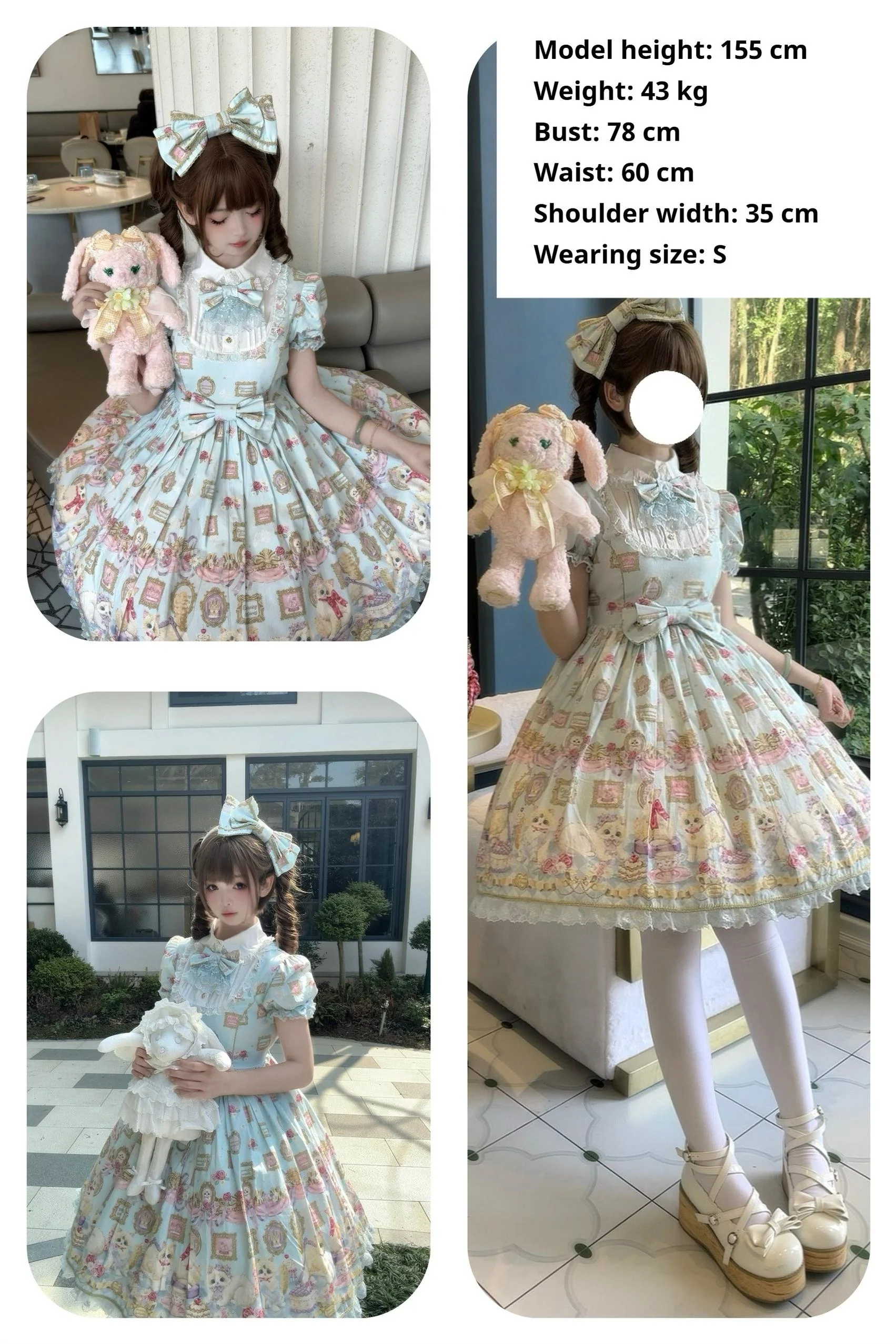 Discovering Treasures - Picture Frame Cat - Kawaii Lolita Dress Suit Cat Print JSK and OP - Image 8