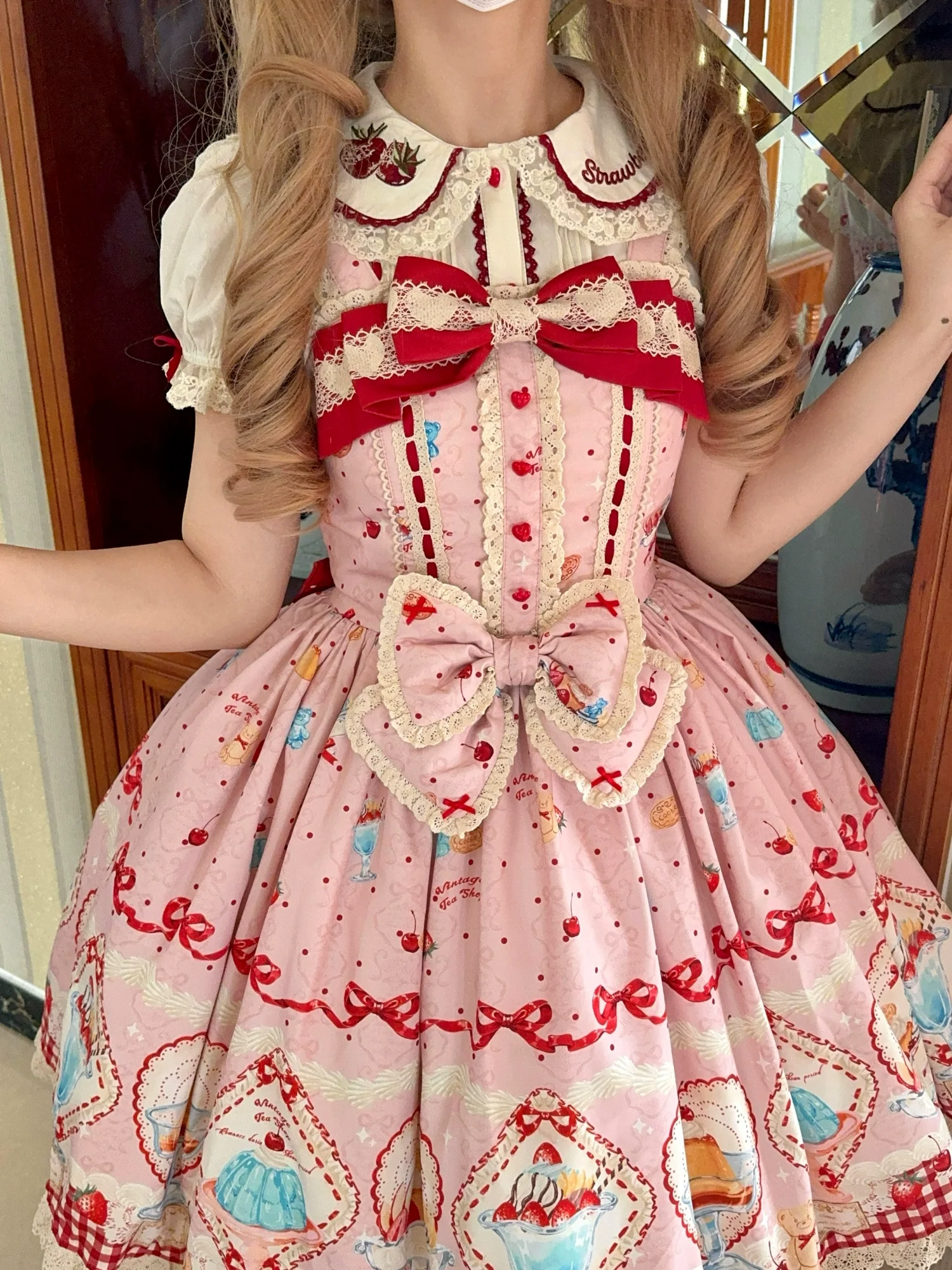 Showa Dessert Showcase - Kawaii Lolita Dress Suit Pudding-Inspired JSK/Salopette - Image 11
