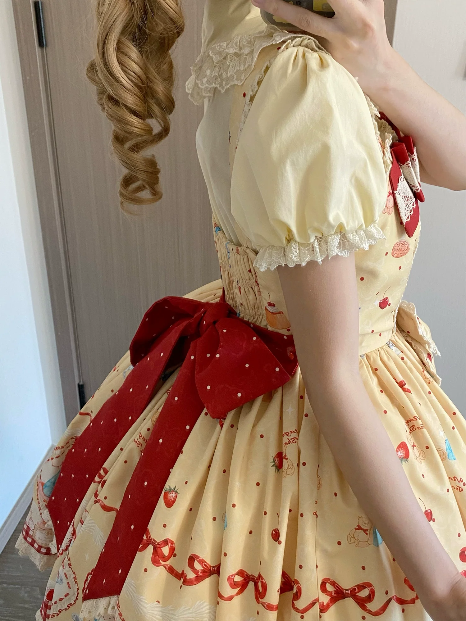 Showa Dessert Showcase - Kawaii Lolita Dress Suit Pudding-Inspired JSK/Salopette - Image 13