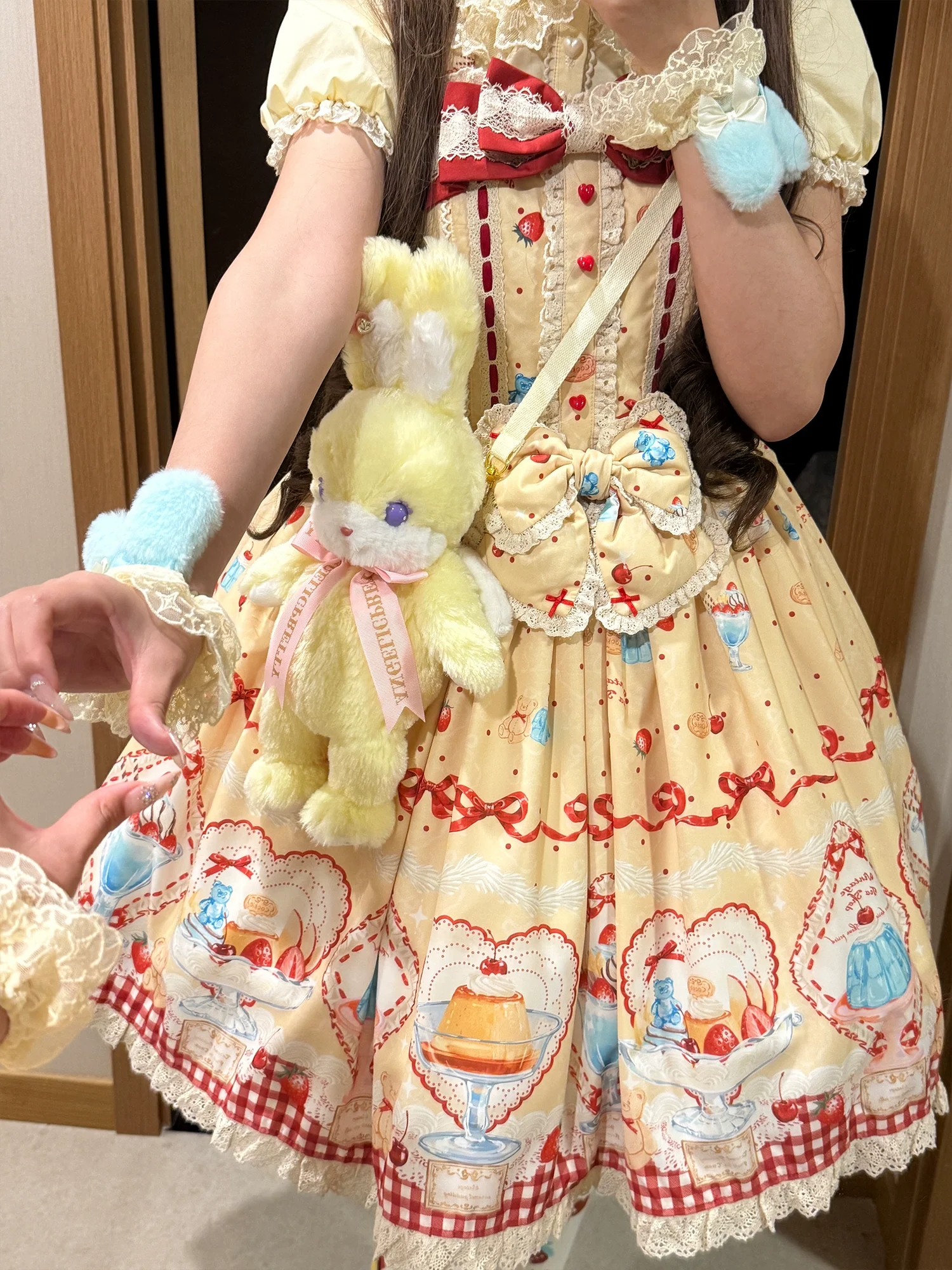 Showa Dessert Showcase - Kawaii Lolita Dress Suit Pudding-Inspired JSK/Salopette - Image 14