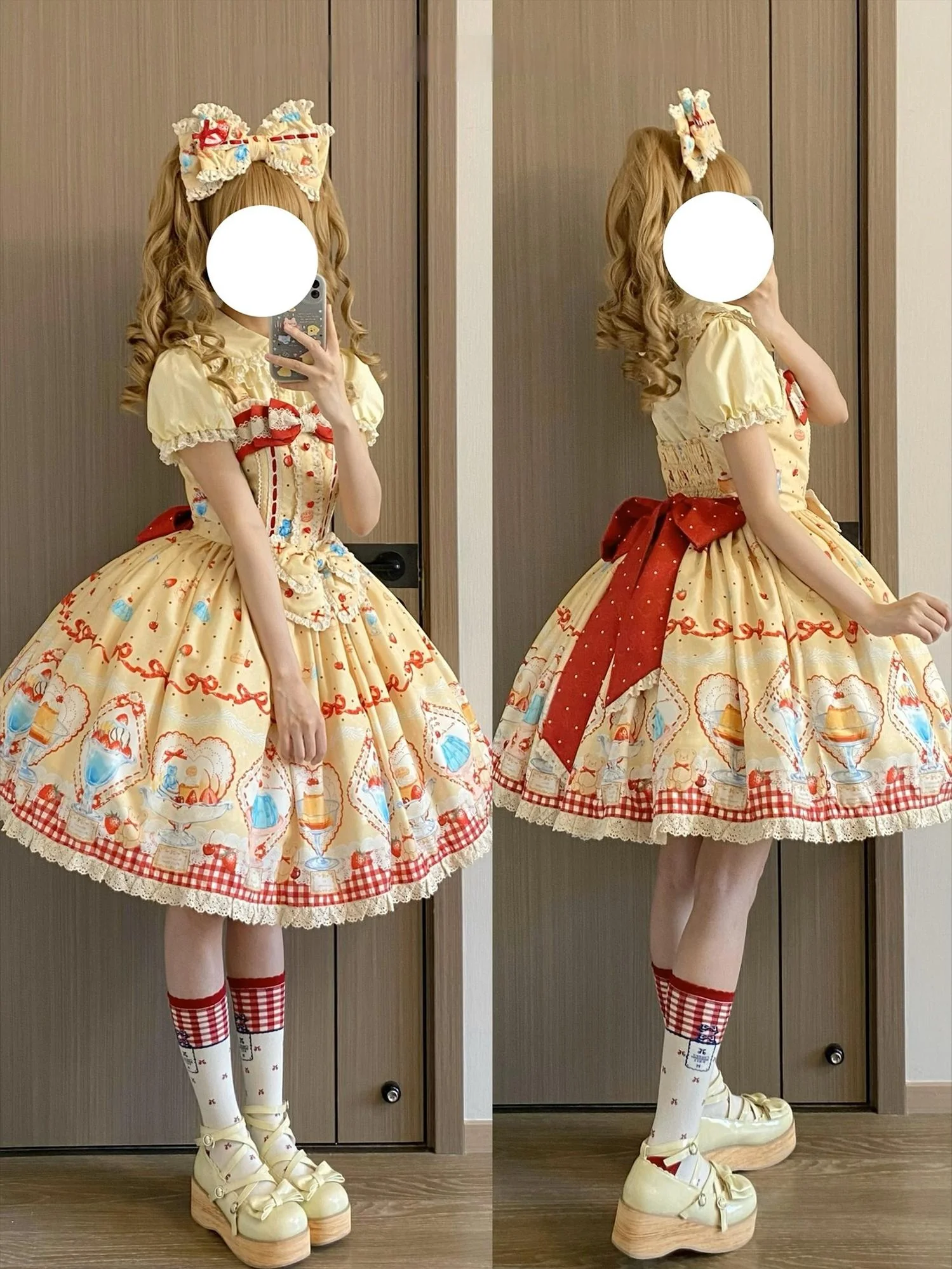 Showa Dessert Showcase - Kawaii Lolita Dress Suit Pudding-Inspired JSK/Salopette - Image 15