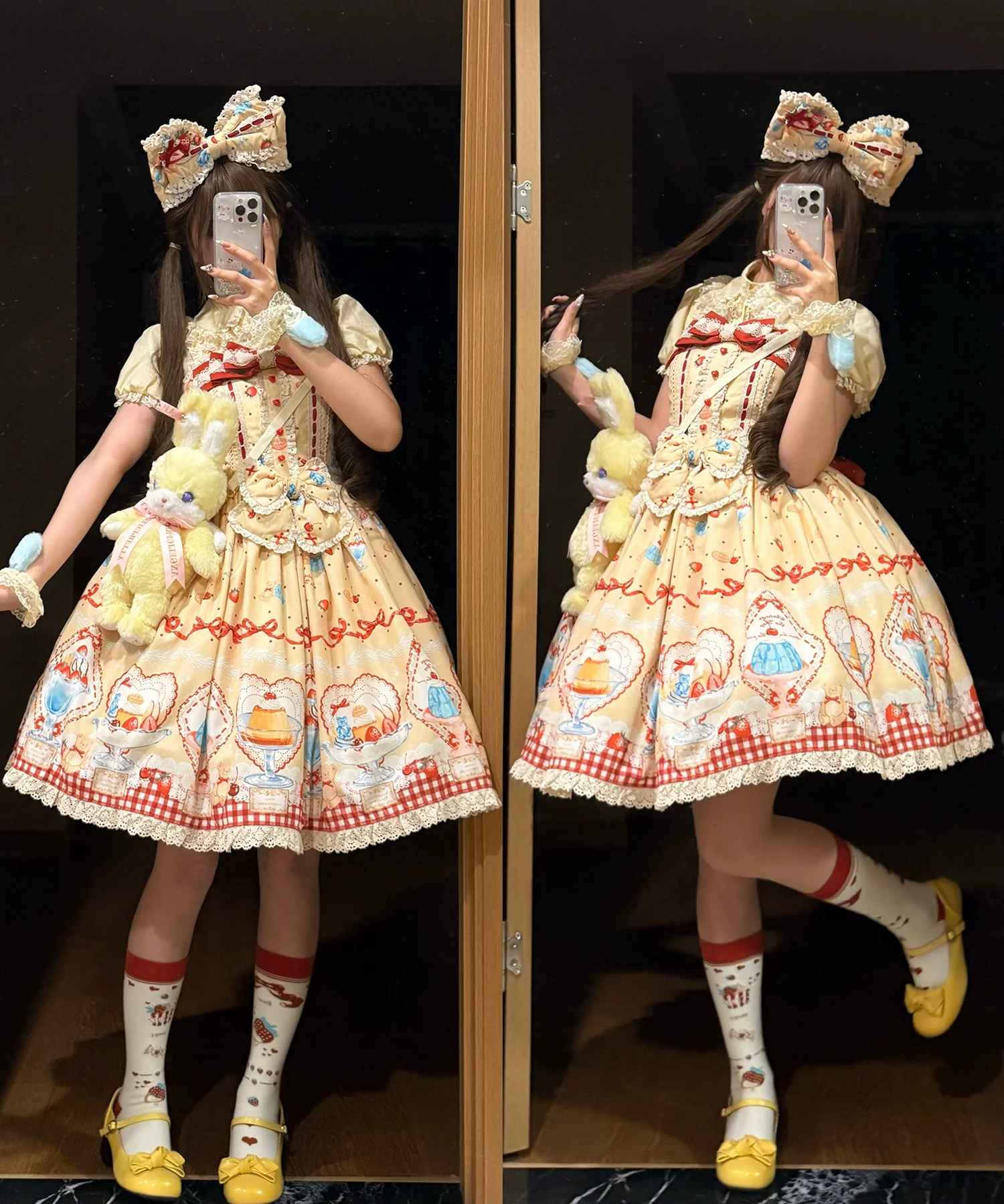 Showa Dessert Showcase - Kawaii Lolita Dress Suit Pudding-Inspired JSK/Salopette - Image 18
