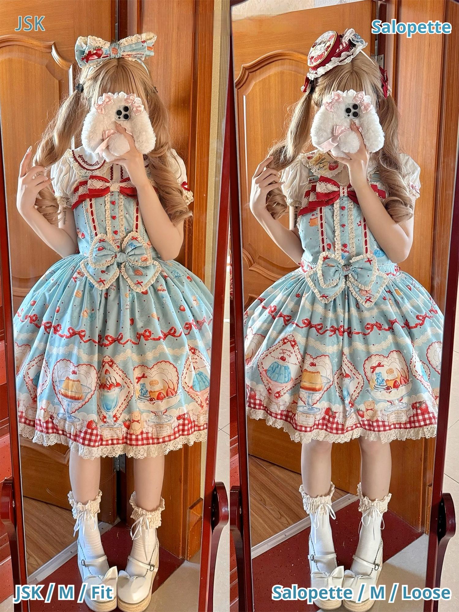 Showa Dessert Showcase - Kawaii Lolita Dress Suit Pudding-Inspired JSK/Salopette - Image 22
