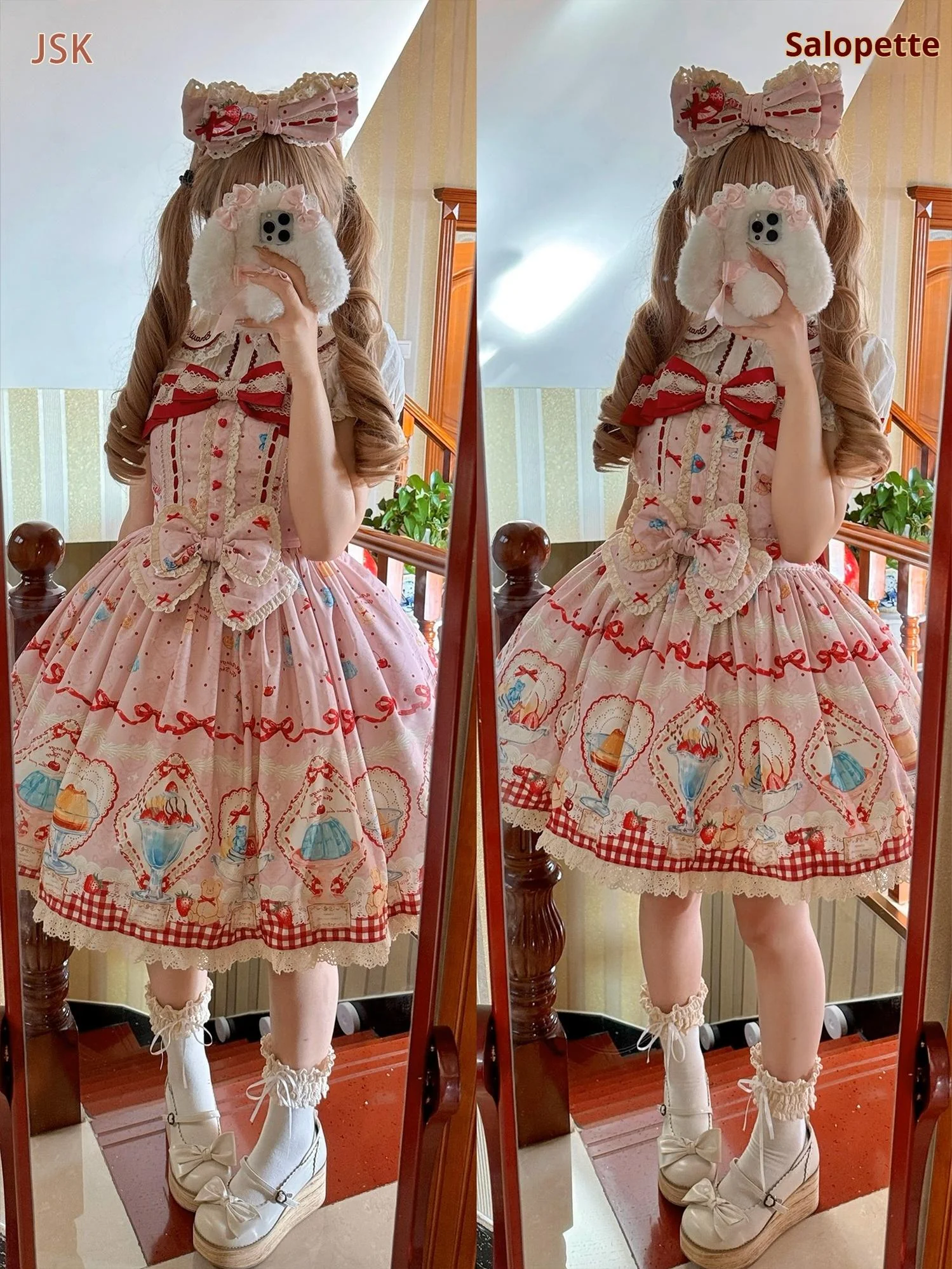Showa Dessert Showcase - Kawaii Lolita Dress Suit Pudding-Inspired JSK/Salopette - Image 25