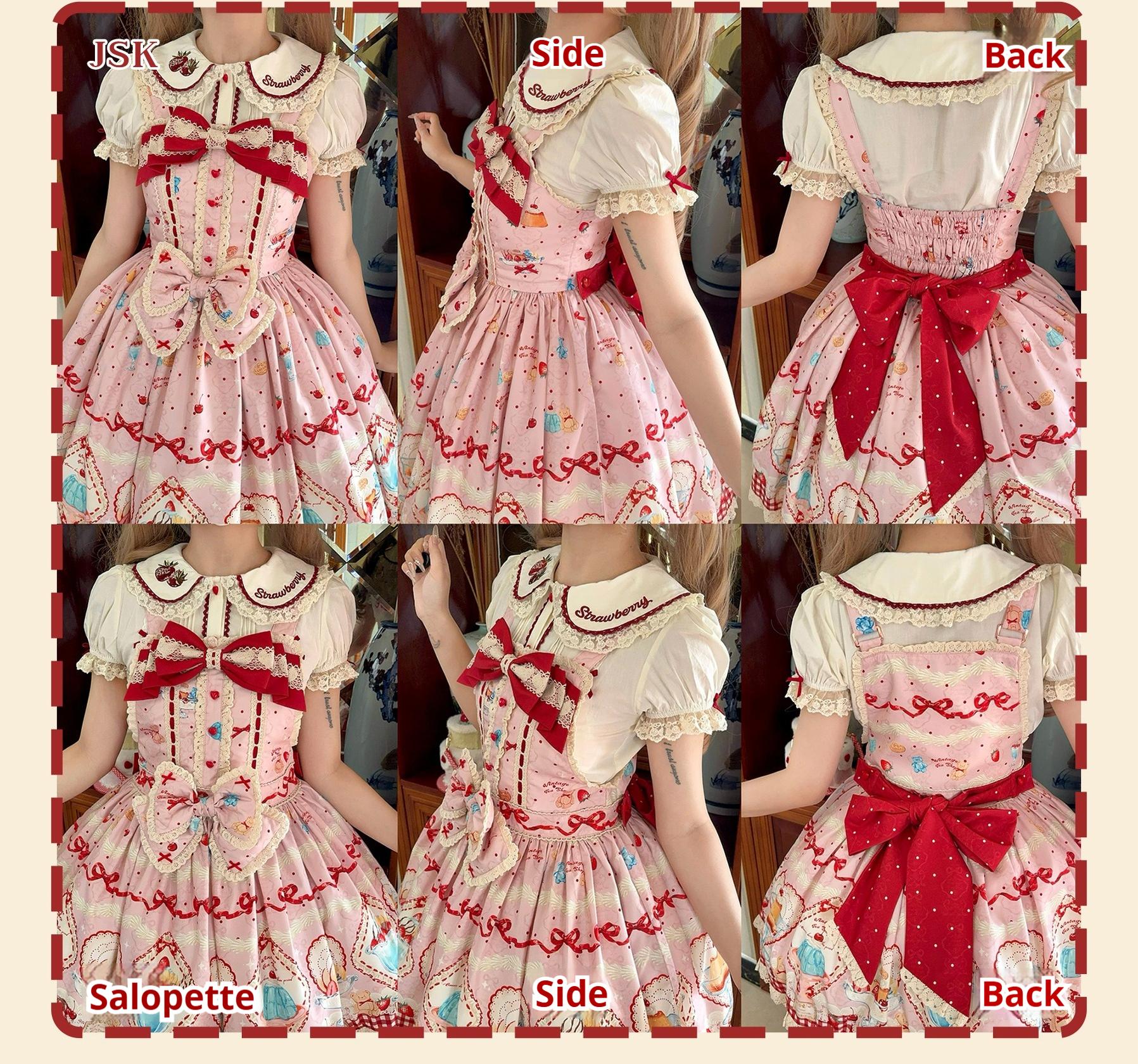 Showa Dessert Showcase - Kawaii Lolita Dress Suit Pudding-Inspired JSK/Salopette - Image 27